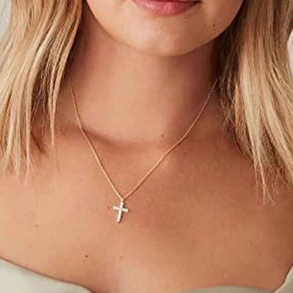 New Silver Plated CZ Cross Necklace Choose Color - Picture 5 of 10